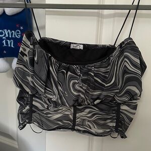 Garage Black and Gray Swirl Crop Top